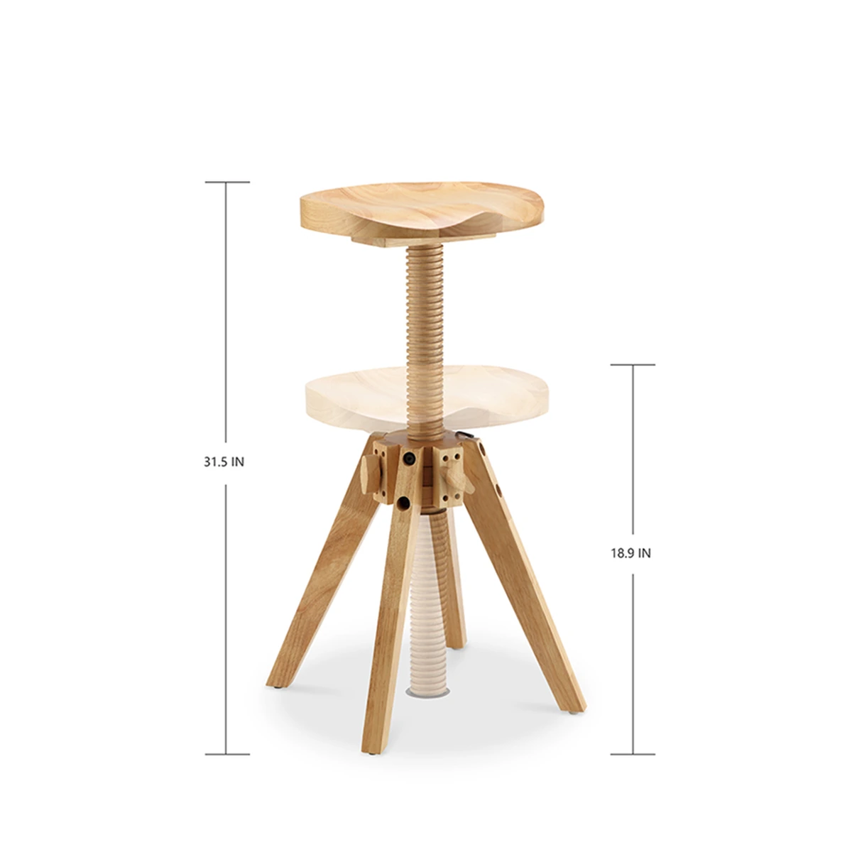 ErgoSaddle adjustable solid wood saddle stool by ACHLUS