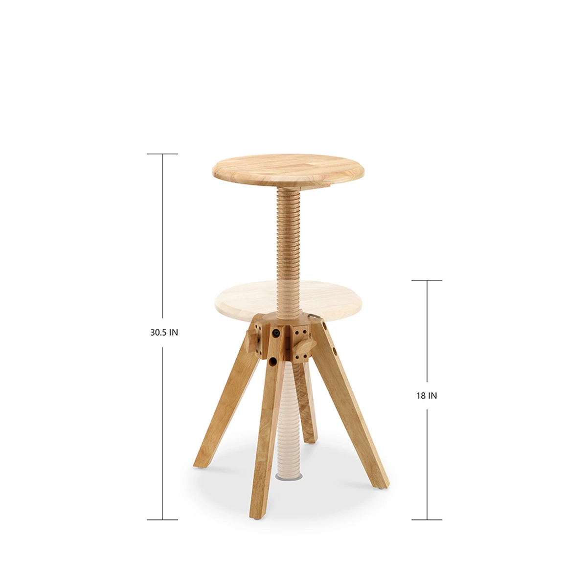 Orund adjustable round wood stool by ACHLUS